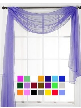 Set of 3 Textiles Lavender Sheer Window Scarf Voile Valance